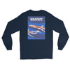 Long Sleeve Shirt by Gildan Men's Women's Braniff Boeing 727 Bicentennial Color Scheme on Shirt Back