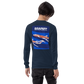 Long Sleeve Shirt by Gildan Men's Women's Braniff Boeing 727 Bicentennial Color Scheme on Shirt Back