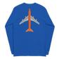 Long Sleeve Shirt by Gildan Men's Women's Braniff Boeing 747 Crew Logo and Jumbo Jet on Shirt Back