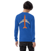 Long Sleeve Shirt by Gildan Men's Women's Braniff Boeing 747 Crew Logo and Jumbo Jet on Shirt Back