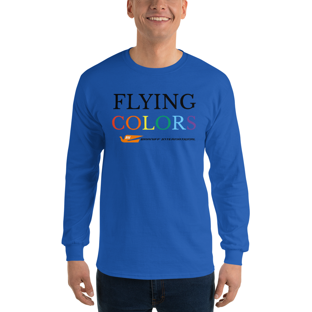 Long Sleeve Shirt by Gildan Men's Women's Braniff Flying Colors McDonnell Douglas DC-8-62 1978 Ultra