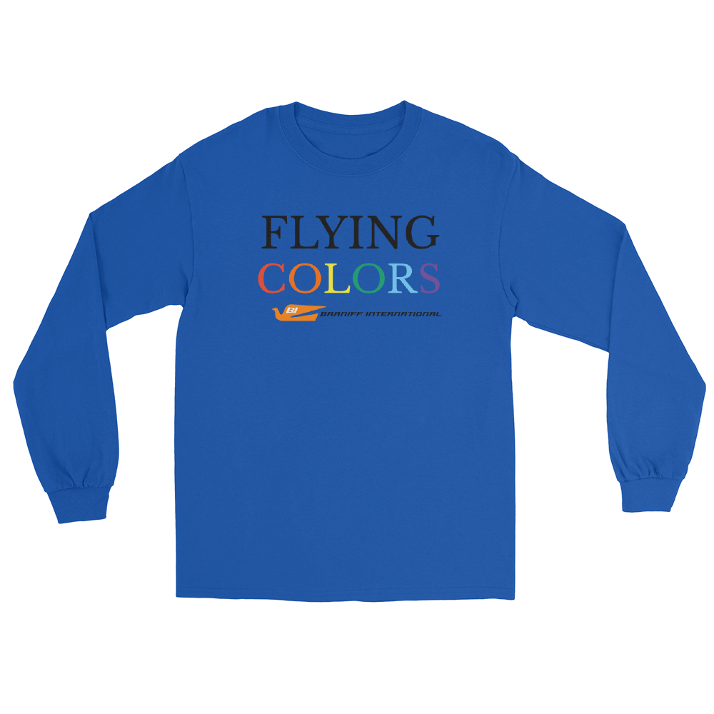 Long Sleeve Shirt by Gildan Men's Women's Braniff Flying Colors with Bluebird of Happiness