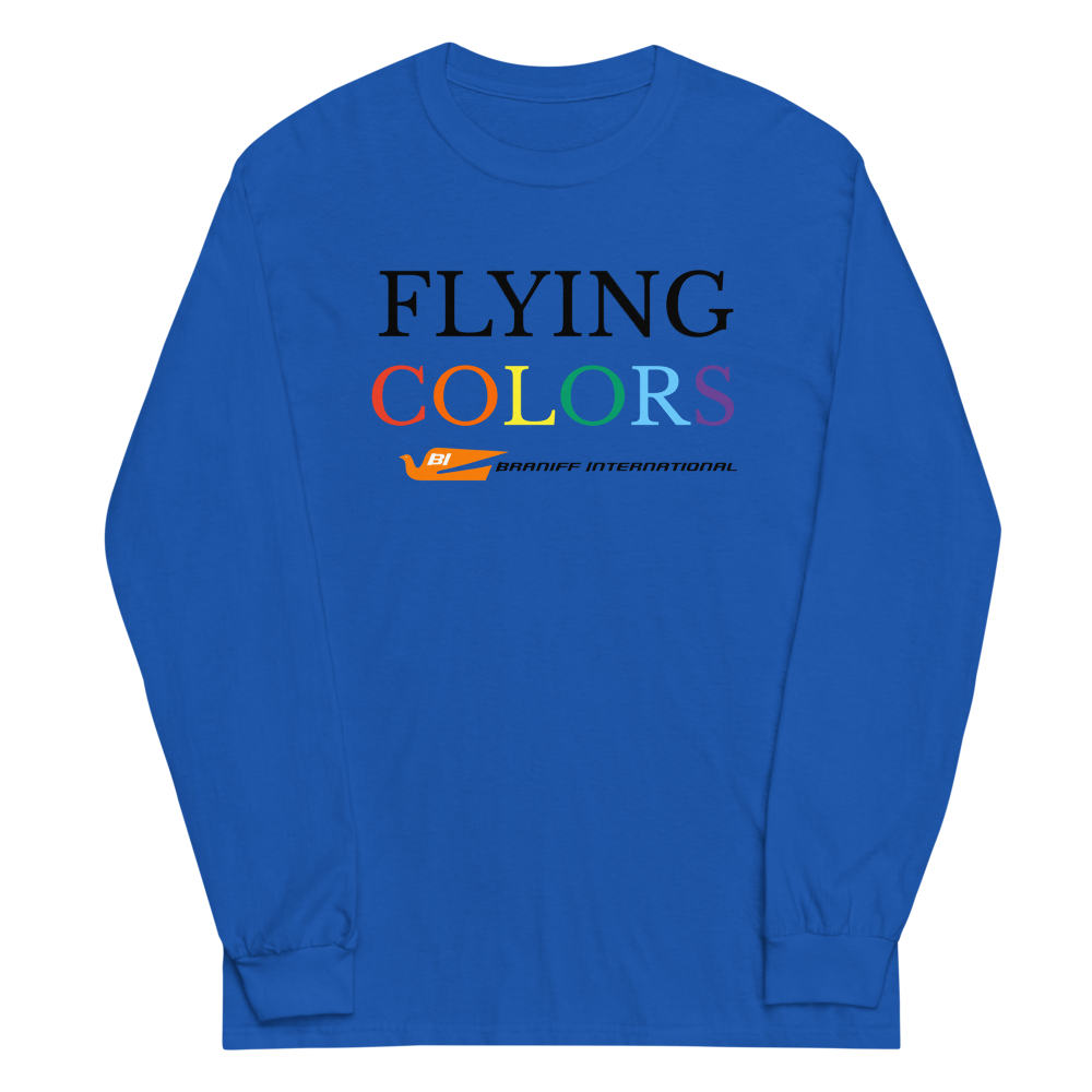 Long Sleeve Shirt by Gildan Men's Women's Braniff Flying Colors with Bluebird of Happiness