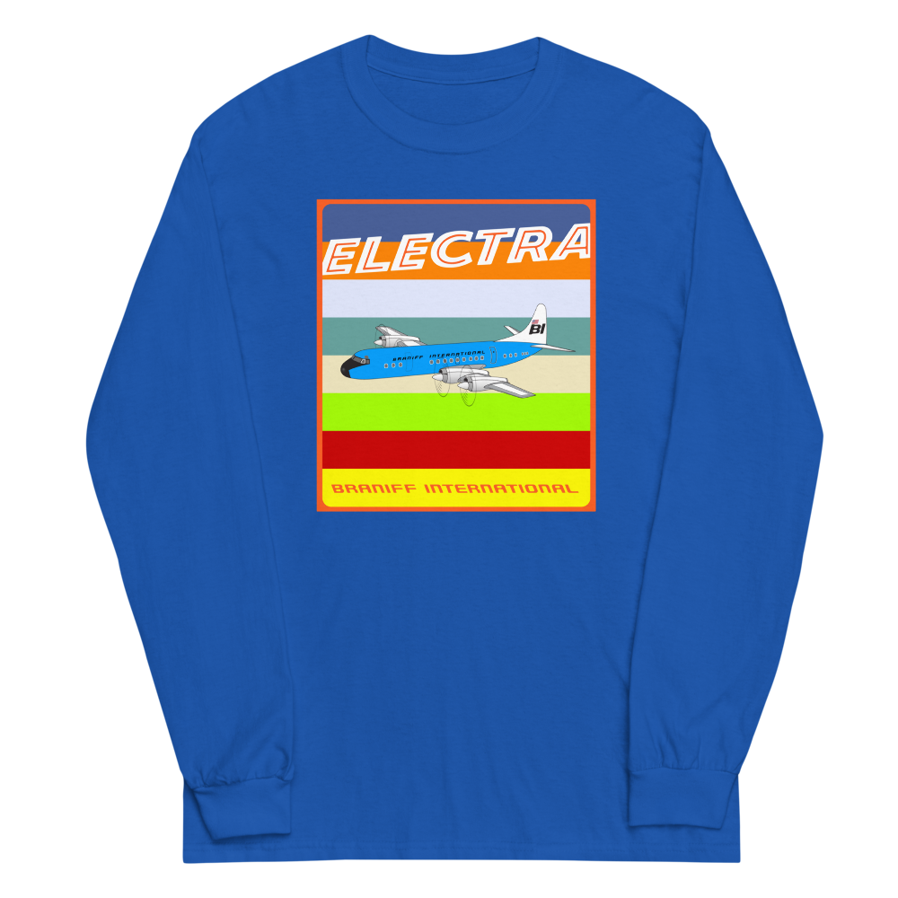 Long Sleeve Shirt by Gildan Men's Women's Braniff Lockheed L-188 1967 Solid Color Scheme