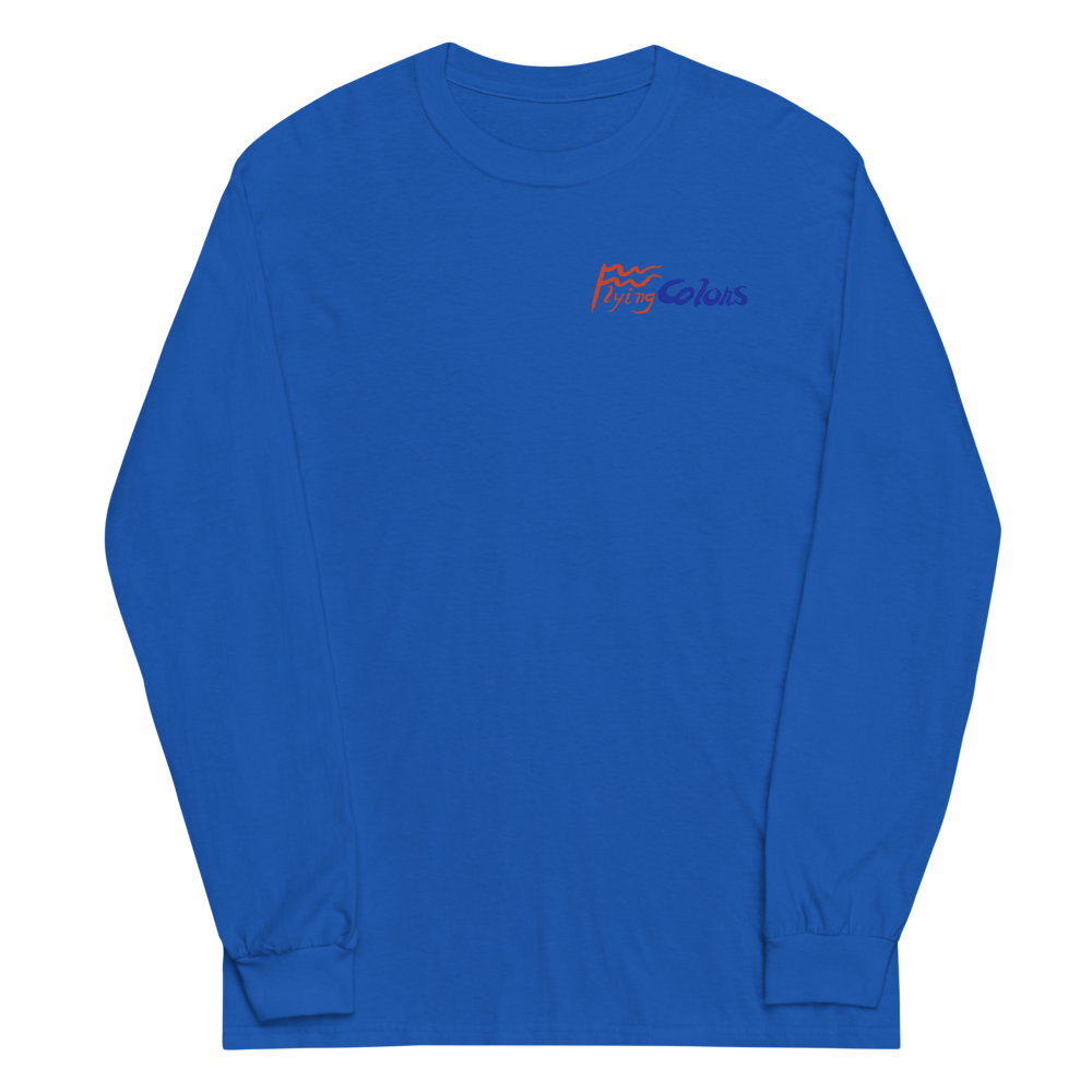 Long Sleeve Shirt by Gildan Men's Women's Braniff Boeing 727 Bicentennial Color Scheme on Shirt Back
