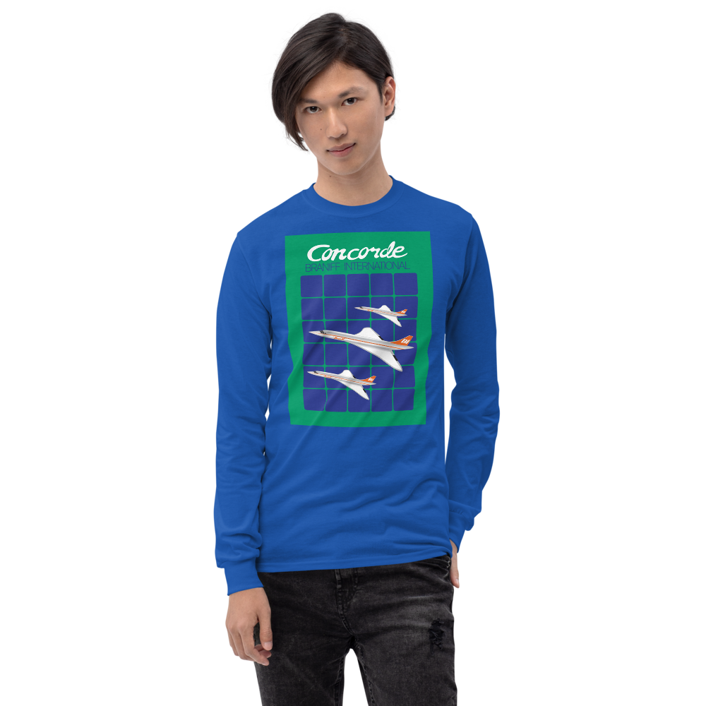 Long Sleeve Shirt by Gildan Men's Women's Braniff Concorde SST Jet Inflight