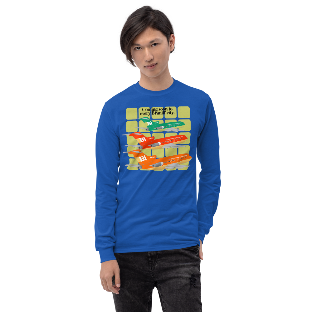 Long Sleeve Shirt Unisex by Gildan Braniff Boeing 727 1971 Two Tone Coming Soon