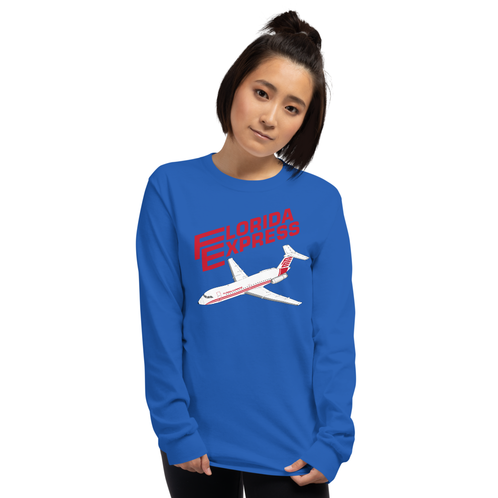 Long Sleeve Shirt by Gildan Men's Women's Braniff Florida Express BAC One-11 Fastback Jet