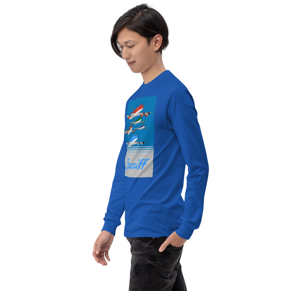 Long Sleeve Shirt by Gildan Men's Women's  Braniff McDonnell Douglas DC-8-62 1978 Ultra Color Scheme
