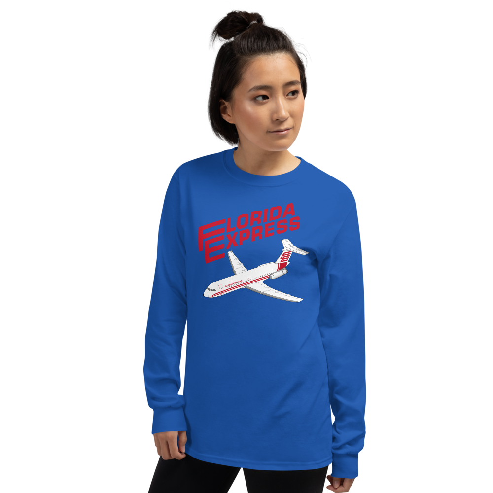 Long Sleeve Shirt by Gildan Men's Women's Braniff Florida Express BAC One-11 Fastback Jet
