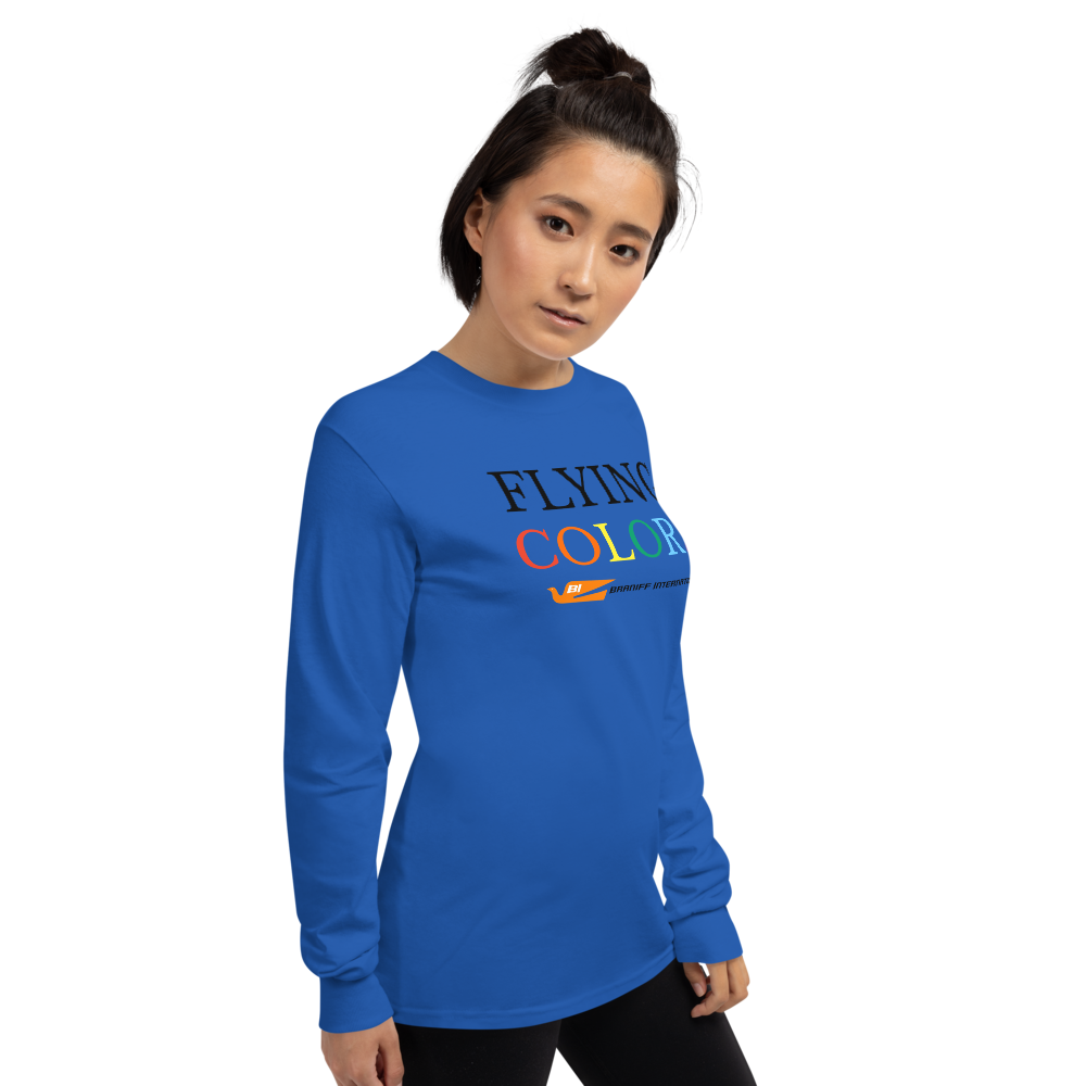 Long Sleeve Shirt by Gildan Men's Women's Braniff Flying Colors with Bluebird of Happiness