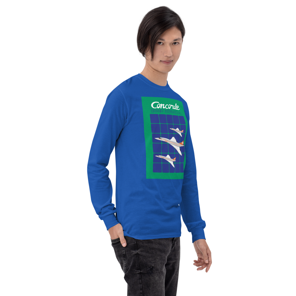 Long Sleeve Shirt by Gildan Men's Women's Braniff Concorde SST Jet Inflight