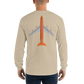 Long Sleeve Shirt by Gildan Men's Women's Braniff Boeing 747 Crew Logo and Jumbo Jet on Shirt Back
