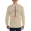 Long Sleeve Shirt by Gildan Men's Women's Braniff Boeing 747 Crew Logo and Jumbo Jet on Shirt Back