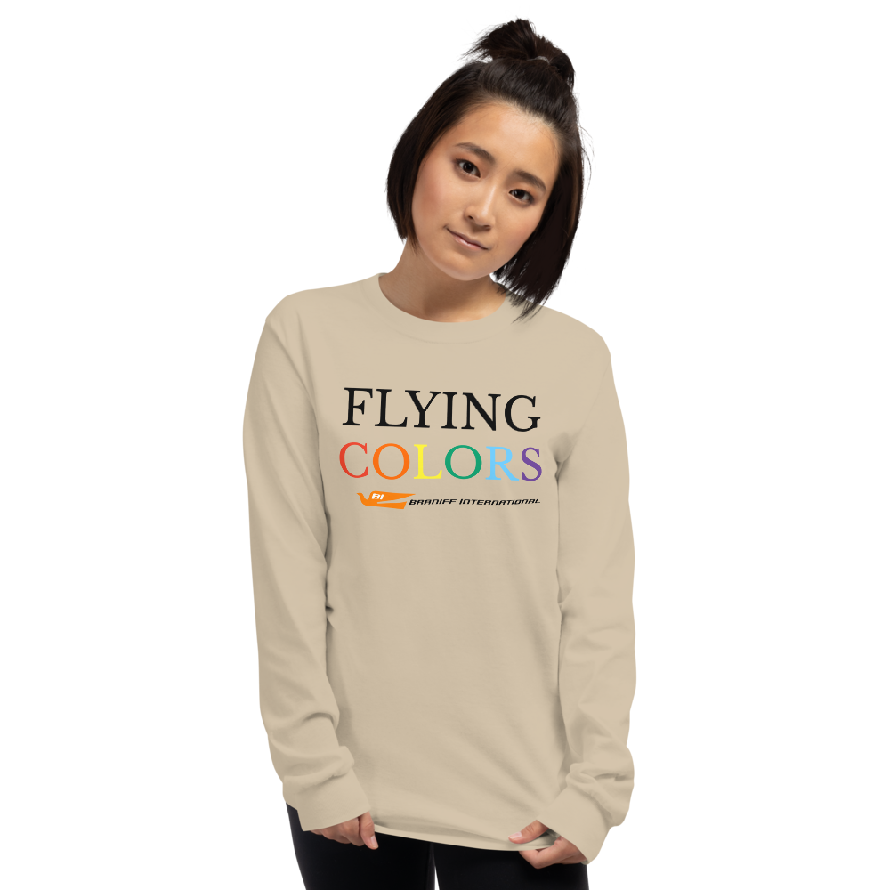 Long Sleeve Shirt by Gildan Men's Women's Braniff Flying Colors with Bluebird of Happiness