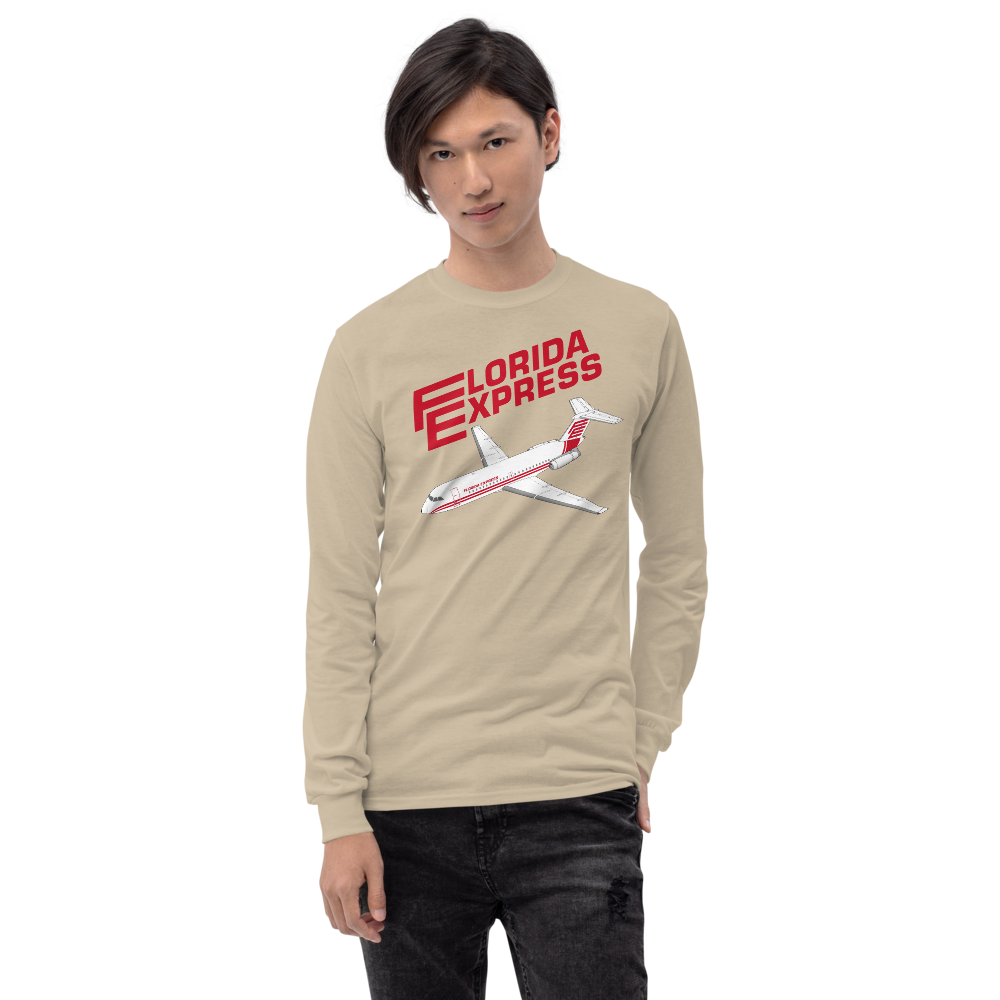 Long Sleeve Shirt by Gildan Men's Women's Braniff Florida Express BAC One-11 Fastback Jet