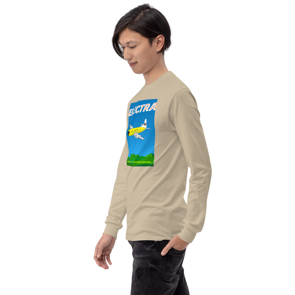 Long Sleeve Shirt by Gildan Men's Women's Braniff Lockheed L-188 Electra 1967 Solid Color Scheme