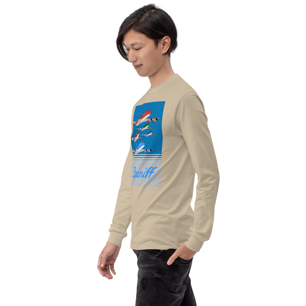 Long Sleeve Shirt by Gildan Men's Women's  Braniff McDonnell Douglas DC-8-62 1978 Ultra Color Scheme