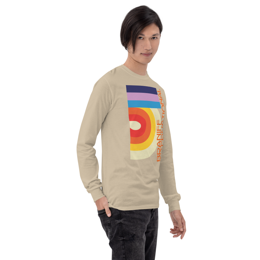 Long Sleeve Shirt by Gildan Men's Women's Braniff DFW Airport Swirl Design 1973