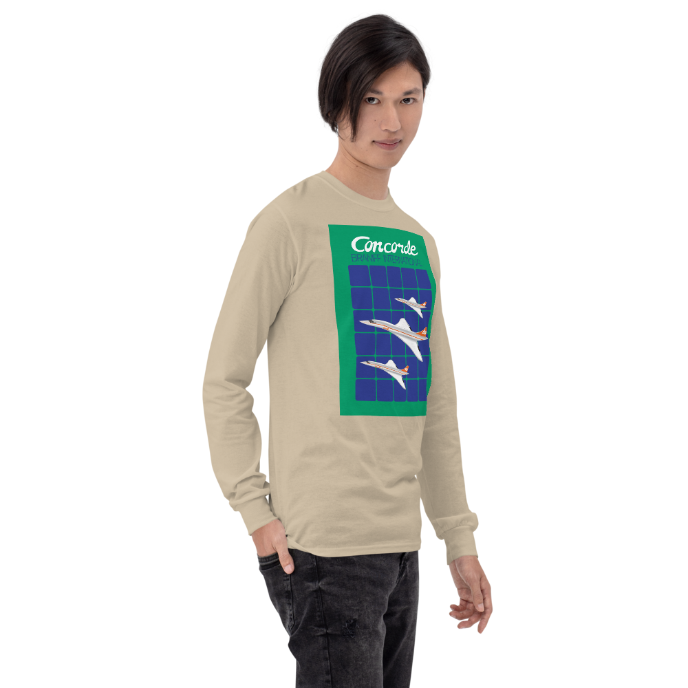 Long Sleeve Shirt by Gildan Men's Women's Braniff Concorde SST Jet Inflight