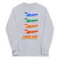 Long Sleeve Shirt by Gildan Men's Women's Braniff Boeing 727 Takeoff with Flying Colors 1971 Two Tone
