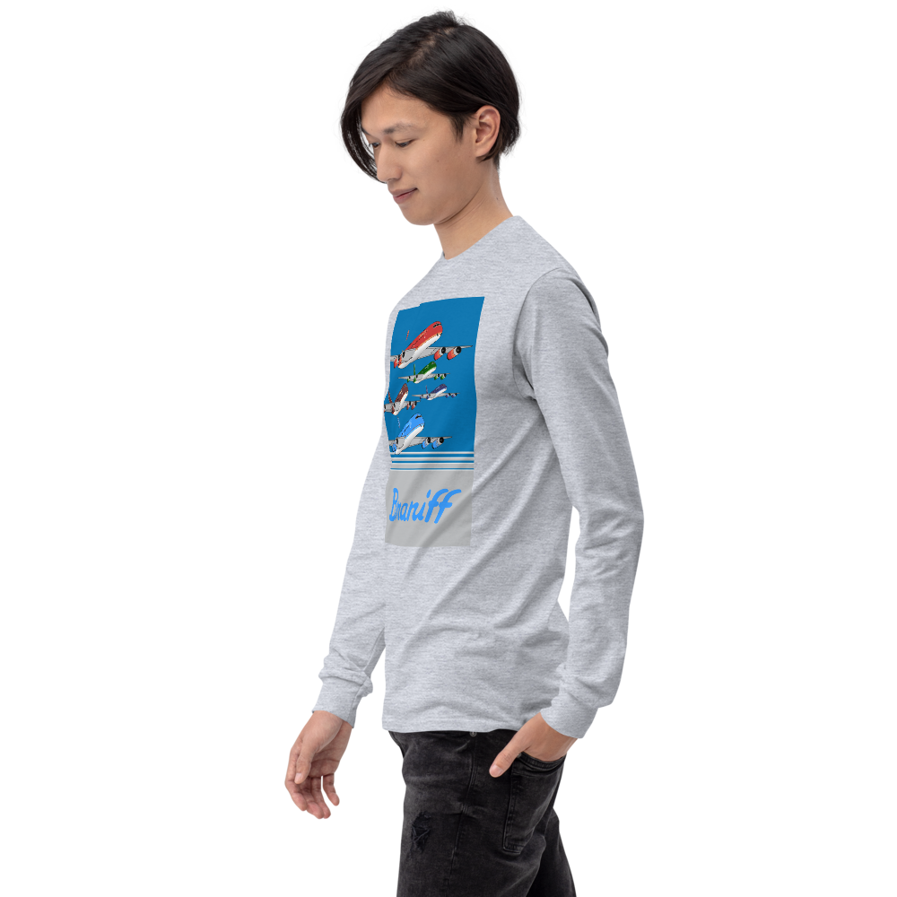 Long Sleeve Shirt by Gildan Men's Women's  Braniff McDonnell Douglas DC-8-62 1978 Ultra Color Scheme