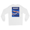 Long Sleeve Shirt by Gildan Men's Women's Braniff Boeing 727 Bicentennial Color Scheme on Shirt Back