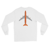 Long Sleeve Shirt by Gildan Men's Women's Braniff Boeing 747 Crew Logo and Jumbo Jet on Shirt Back