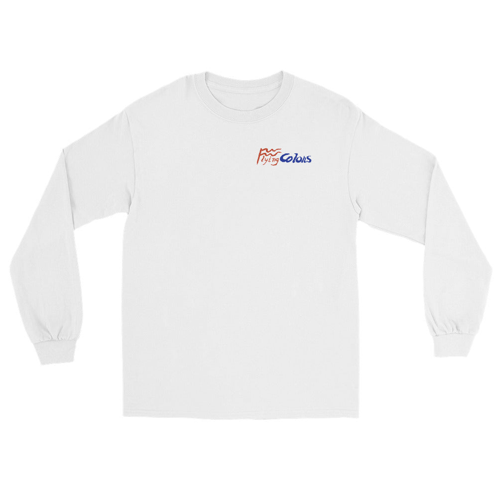 Long Sleeve Shirt by Gildan Men's Women's Braniff Boeing 727 Bicentennial Color Scheme on Shirt Back