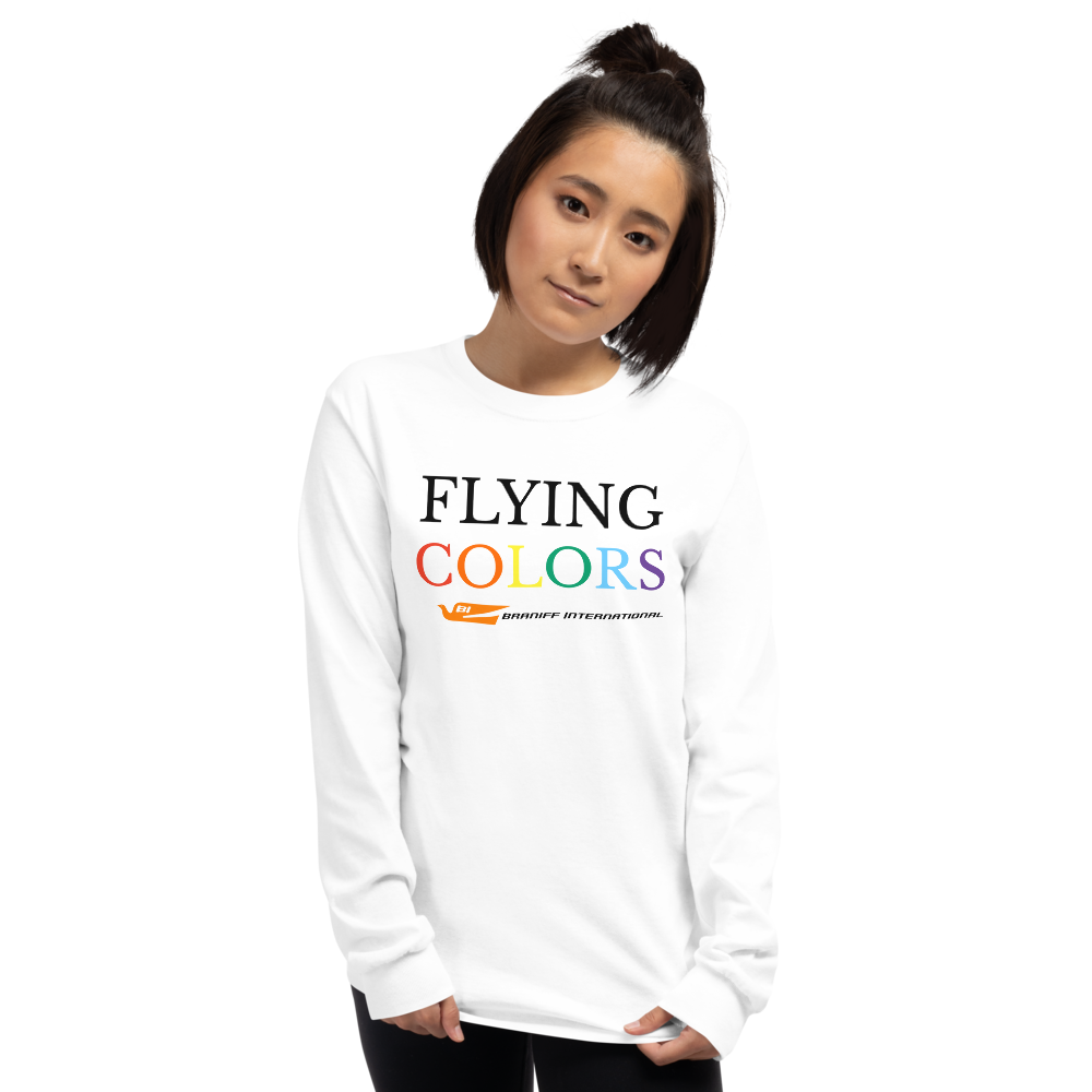 Long Sleeve Shirt by Gildan Men's Women's Braniff Flying Colors McDonnell Douglas DC-8-62 1978 Ultra