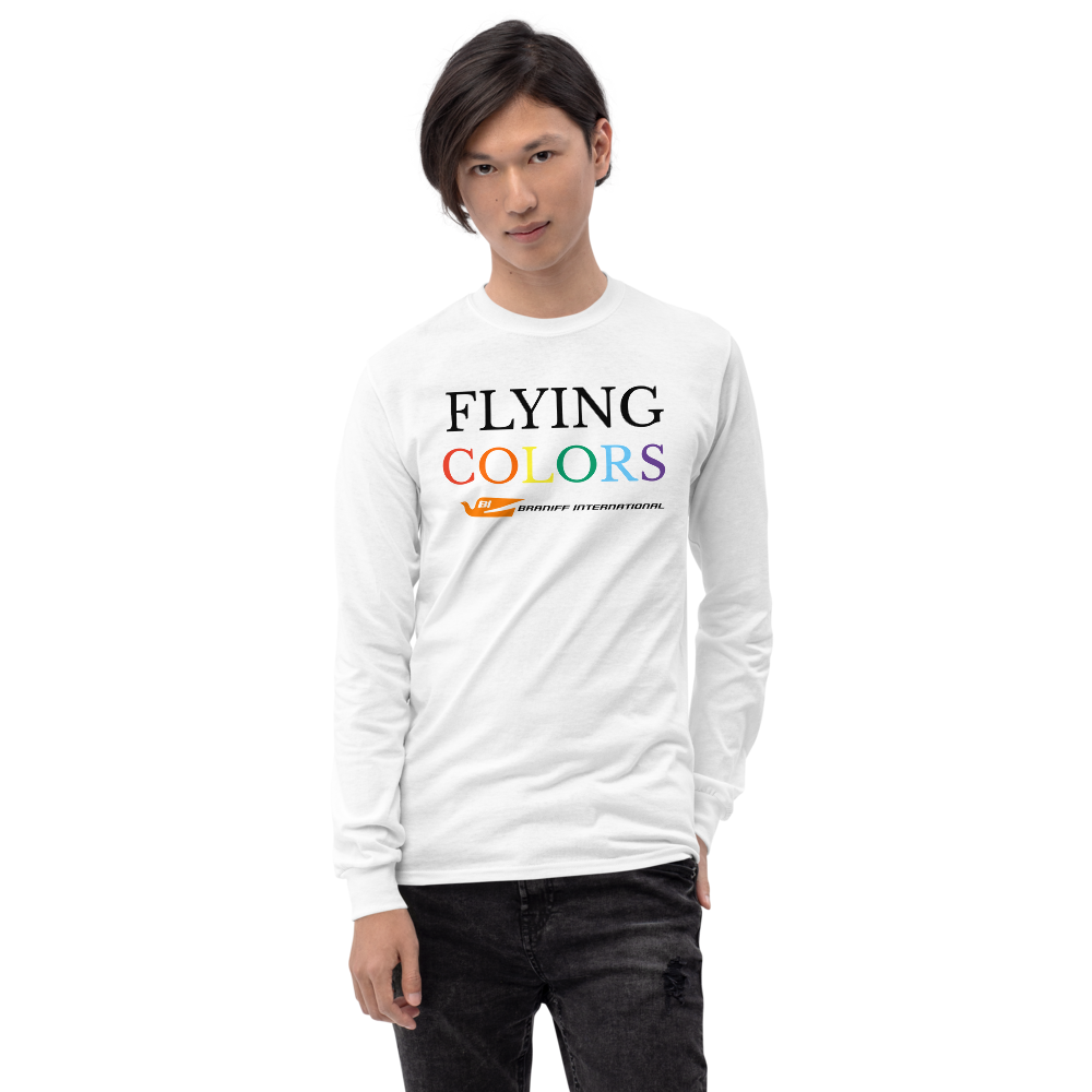 Long Sleeve Shirt by Gildan Men's Women's Braniff Flying Colors with Bluebird of Happiness