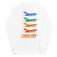 Long Sleeve Shirt by Gildan Men's Women's Braniff Boeing 727 Takeoff with Flying Colors 1971 Two Tone