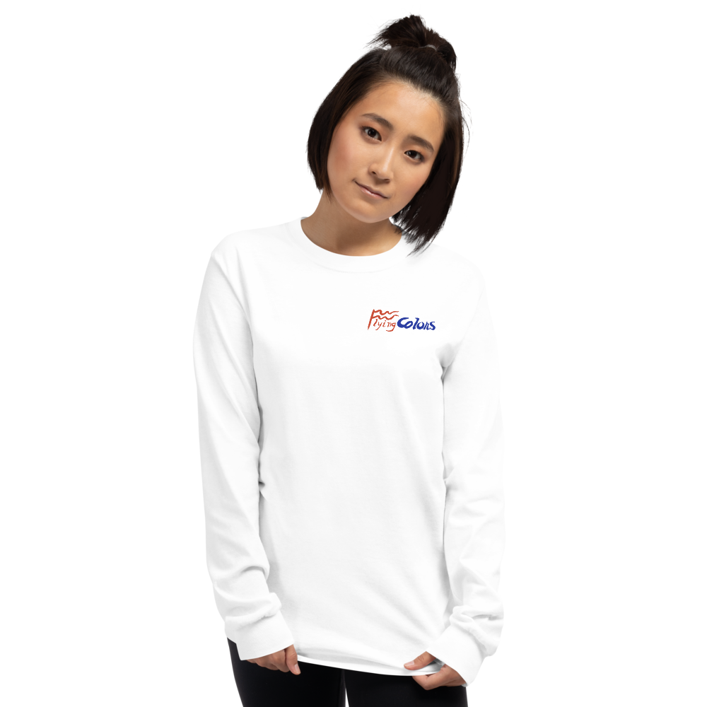 Long Sleeve Shirt by Gildan Men's Women's Braniff Boeing 727 Bicentennial Color Scheme on Shirt Back