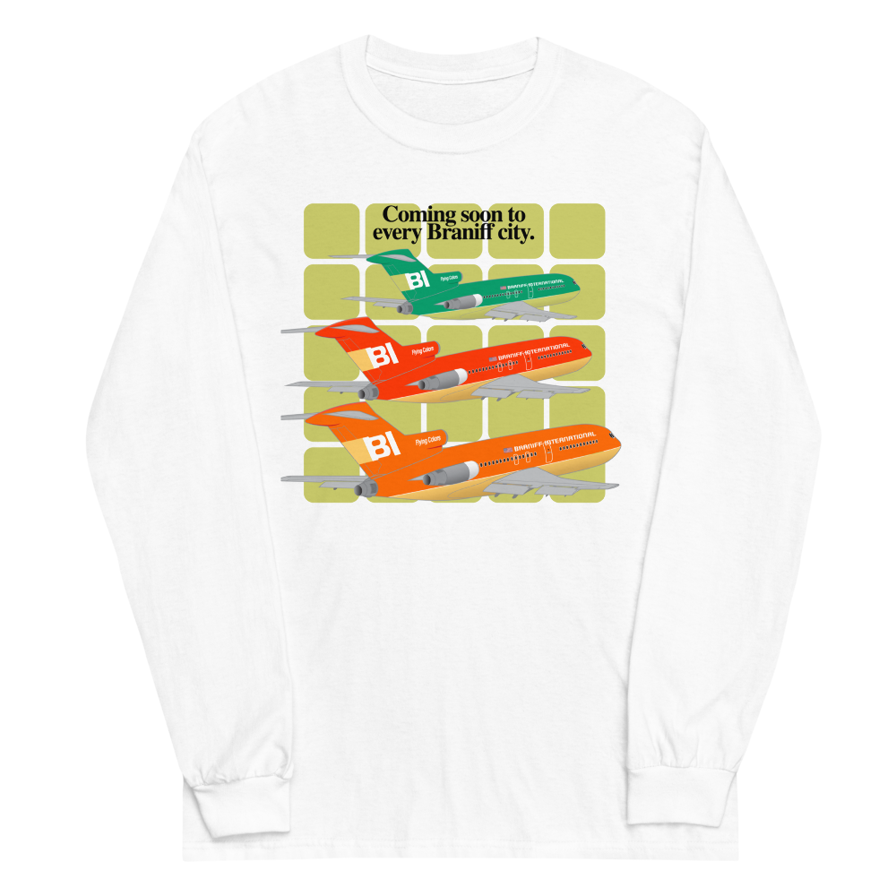 Long Sleeve Shirt Unisex by Gildan Braniff Boeing 727 1971 Two Tone Coming Soon