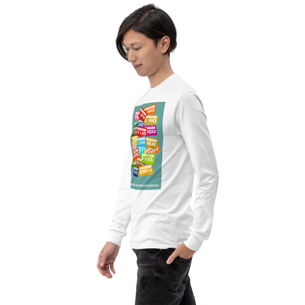 Long Sleeve Shirt by Gildan Men's Women's Braniff Luggage Tags Destinations