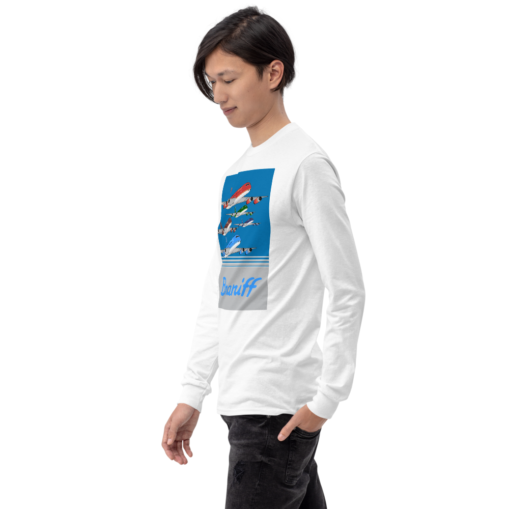 Long Sleeve Shirt by Gildan Men's Women's  Braniff McDonnell Douglas DC-8-62 1978 Ultra Color Scheme