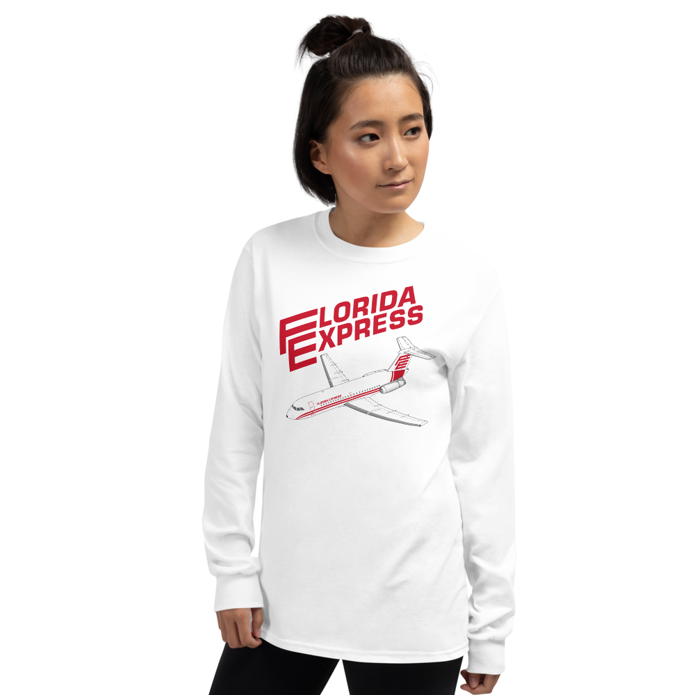 Long Sleeve Shirt by Gildan Men's Women's Braniff Florida Express BAC One-11 Fastback Jet