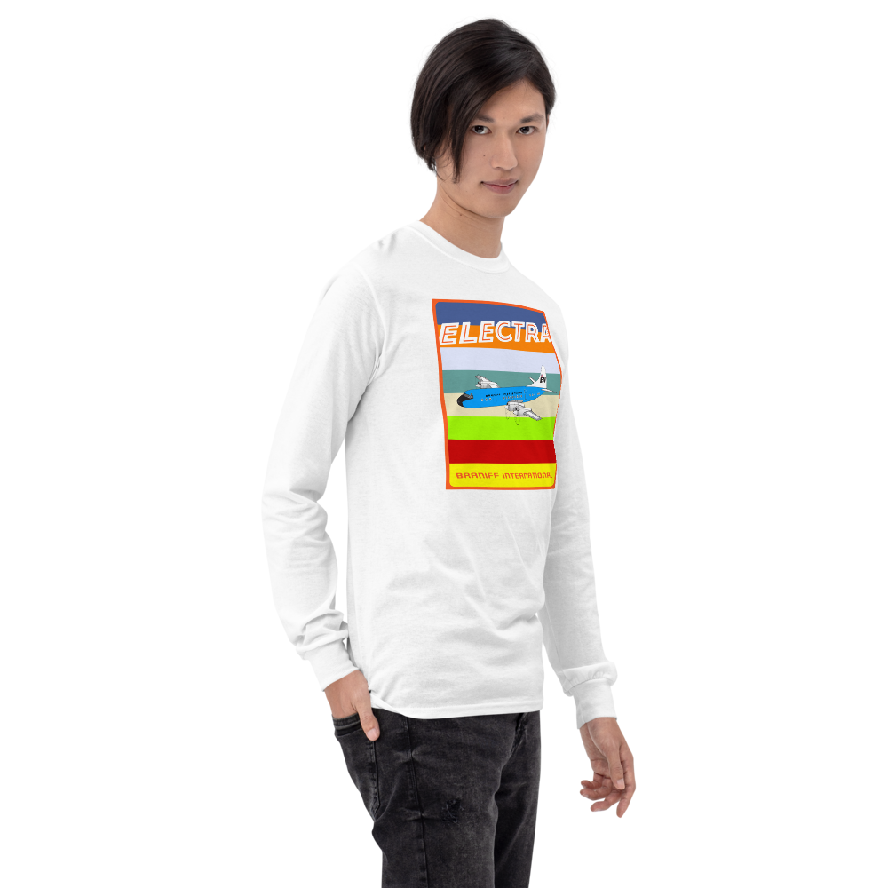 Long Sleeve Shirt by Gildan Men's Women's Braniff Lockheed L-188 1967 Solid Color Scheme