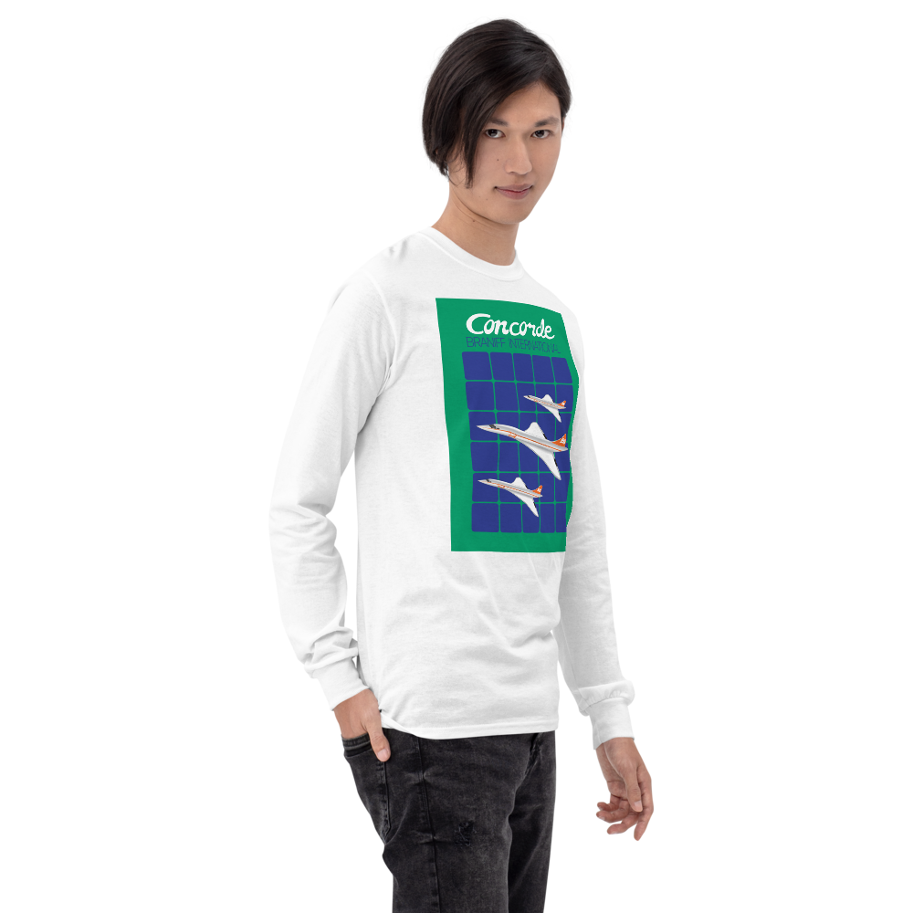 Long Sleeve Shirt by Gildan Men's Women's Braniff Concorde SST Jet Inflight