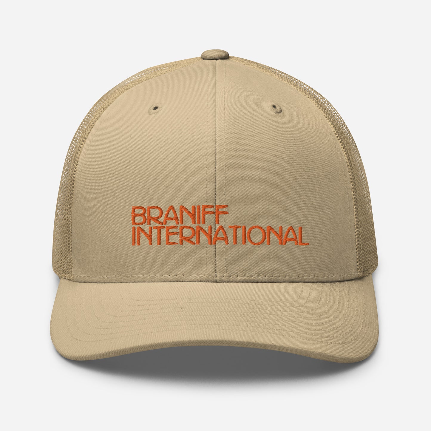 Baseball Net Back Trucker Cap Mesh Braniff 1969 International Font