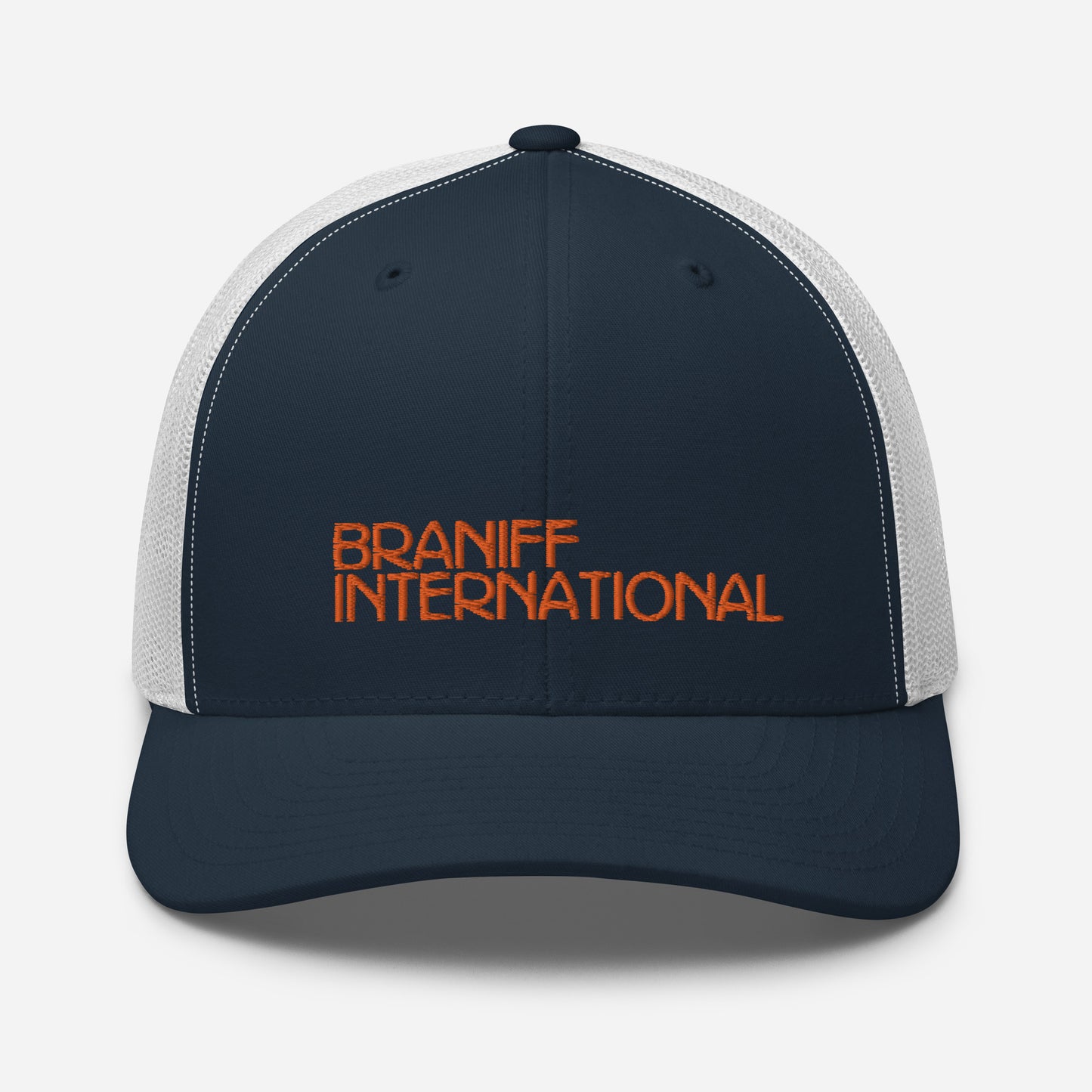 Baseball Net Back Trucker Cap Mesh Braniff 1969 International Font