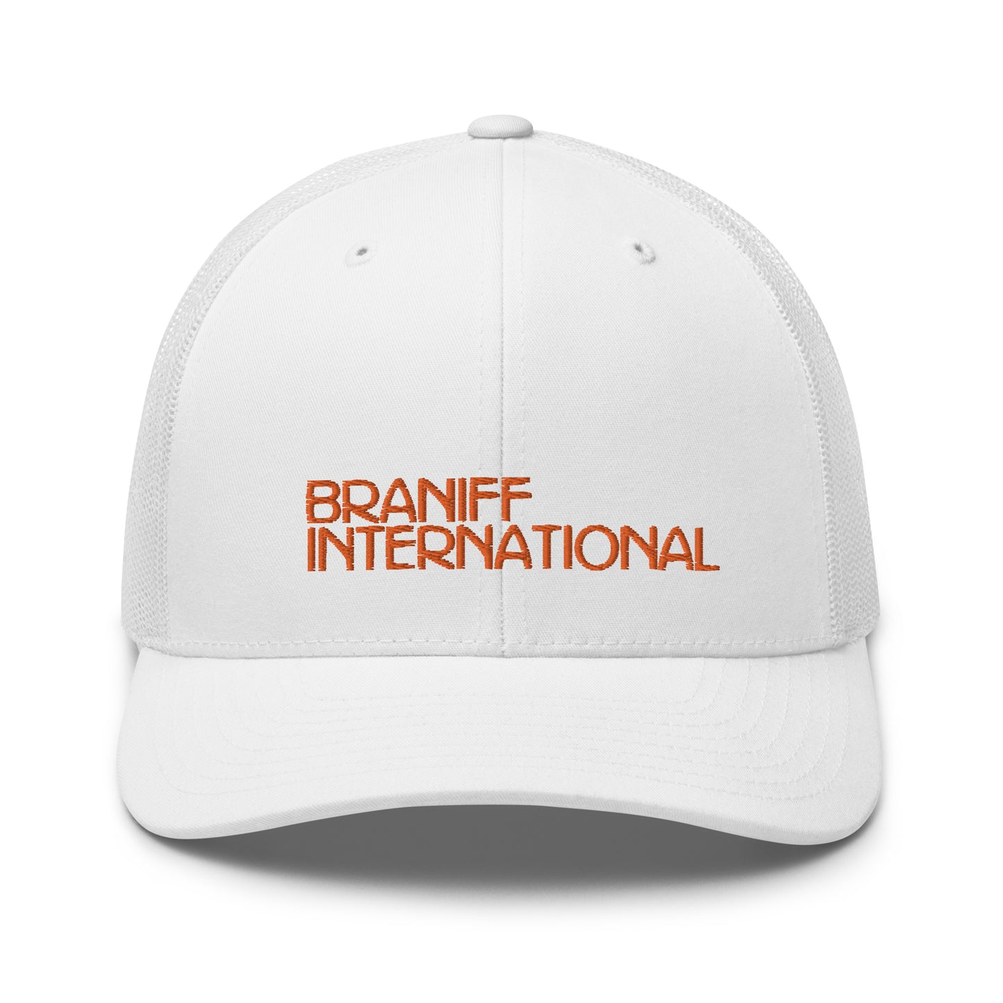 Baseball Net Back Trucker Cap Mesh Braniff 1969 International Font