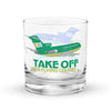 Glass Lowball Rock Old Fashioned Braniff Boeing 727 1971 Two Tone Takeoff with Flying Colors