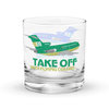 Glass Lowball Rock Old Fashioned Braniff Boeing 727 1971 Two Tone Takeoff with Flying Colors