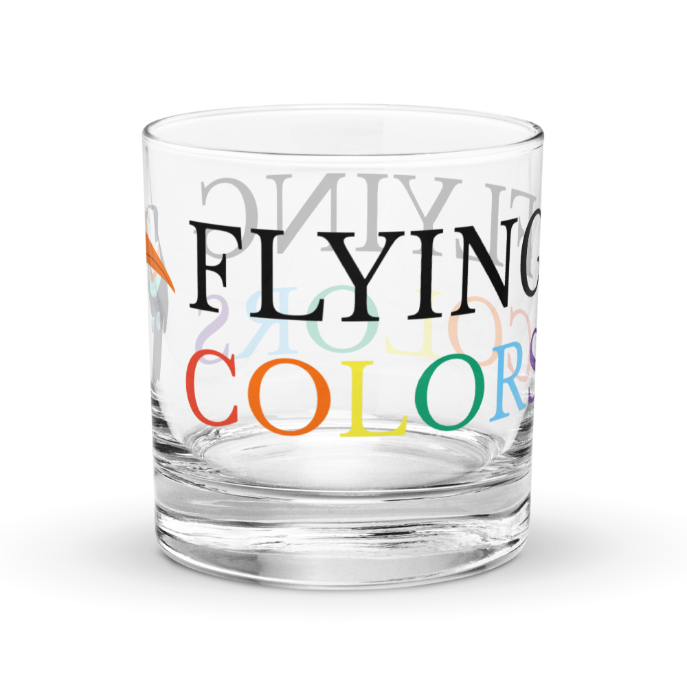 Glass Lowball Rock Old Fashioned Braniff Toucan Flying Colors of South America