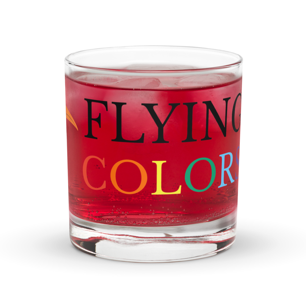 Glass Lowball Rock Old Fashioned Braniff Toucan Flying Colors of South America