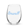 Braniff Ultra Space Logo Stemless Wine Glass 15-Oz Front - Light Blue Glass – Braniff Wine Glass – Ultra Space Logo Wine Glass – Braniff Boutique