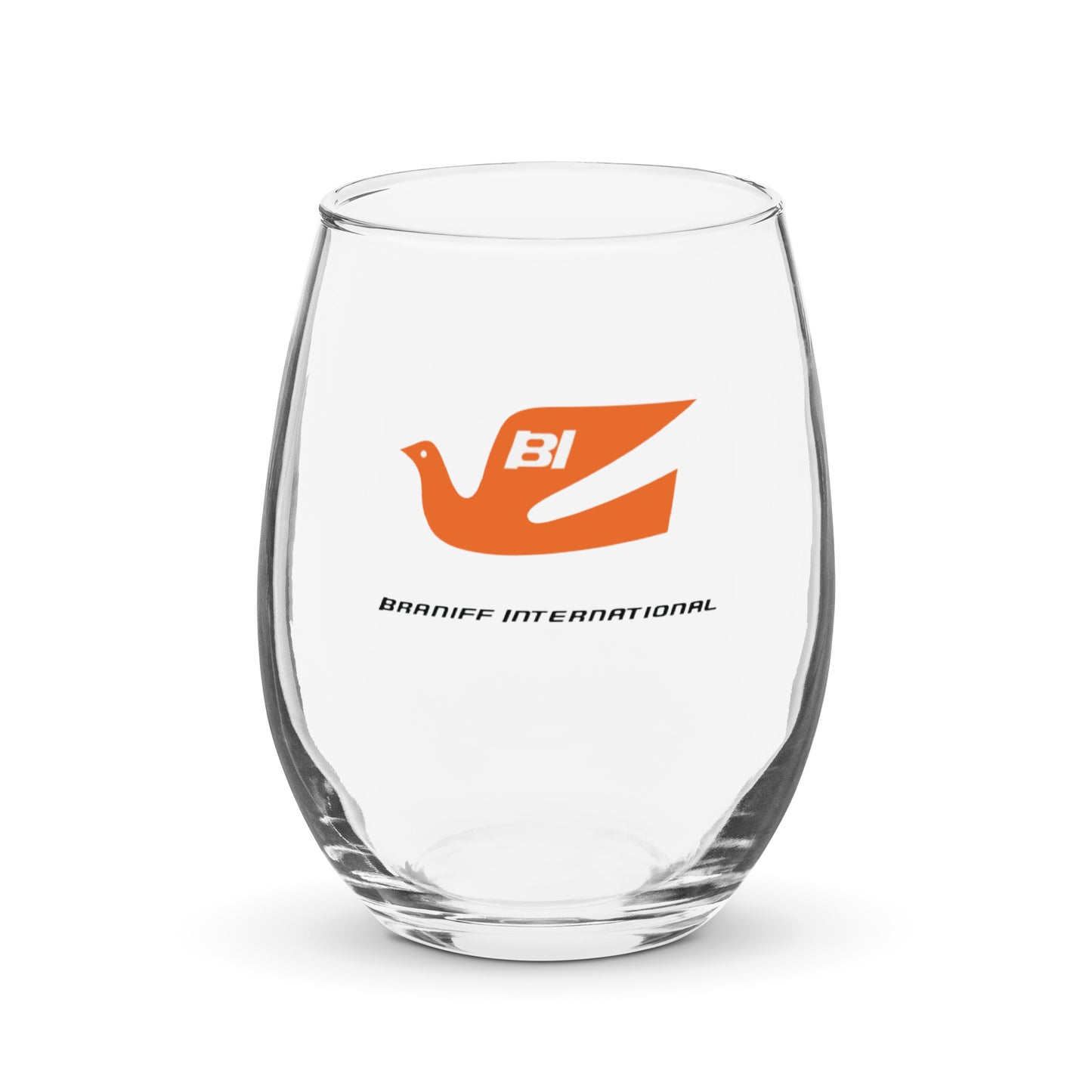 Wine Glass Stemless Braniff Original Bluebird of Happiness Alexander Girard Design 1965 Orange