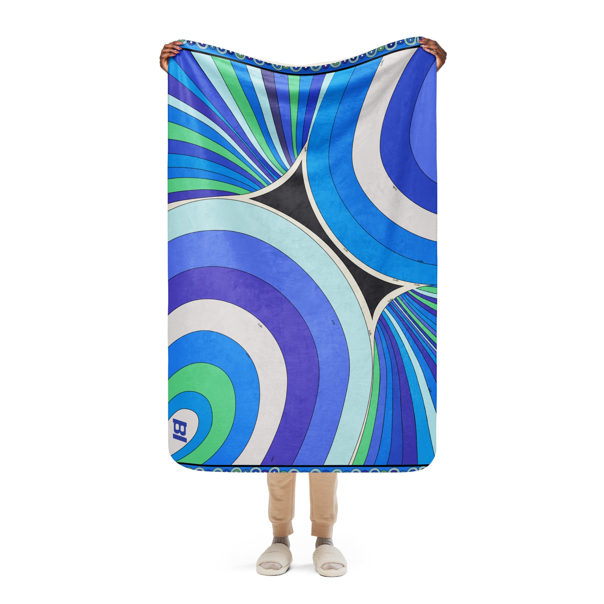 Sherpa Blanket Braniff Emilio Pucci Design 747 Blue Collection