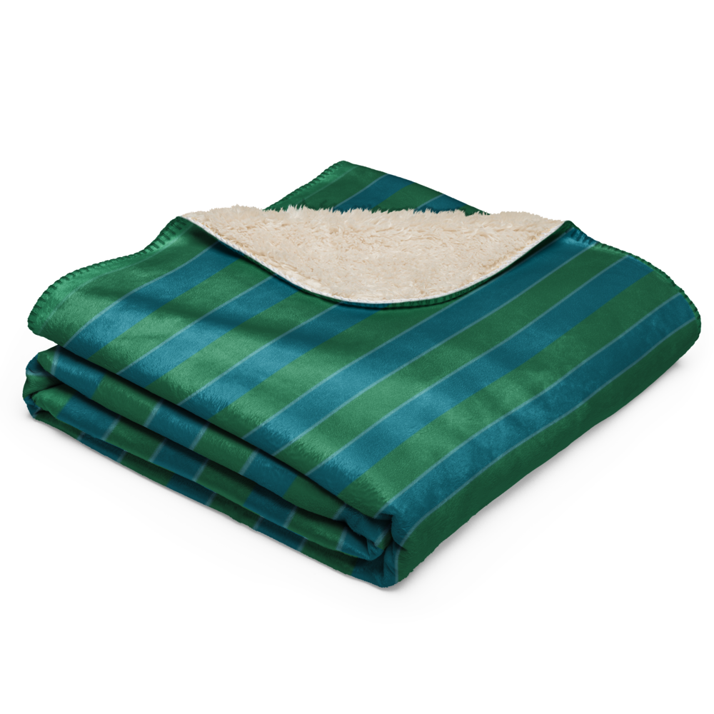 Sherpa Blanket from South America Braniff Alexander Girard Design Blue Green Stripes 1965